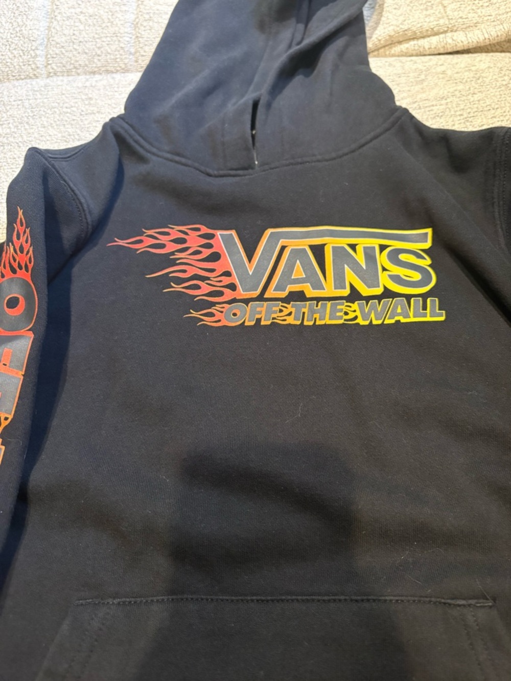 Vans Black Hoodie with Red and Yellow Flame Logo - Picture 2 of 4